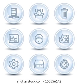 Internet security web icons, light blue glossy circle buttons
