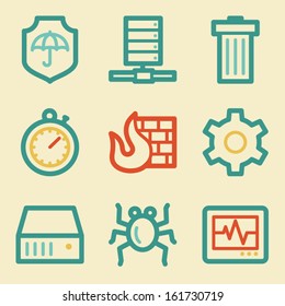 Internet security web icons, retro colors