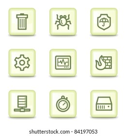 Iconos web de seguridad de Internet, botones verdes para ensaladas