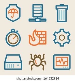 Internet security web icons, vintage series