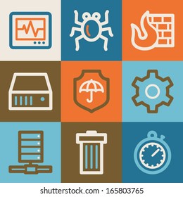 Internet security web icons, vintage series