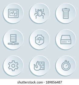 Internet security web icons , white sticker buttons