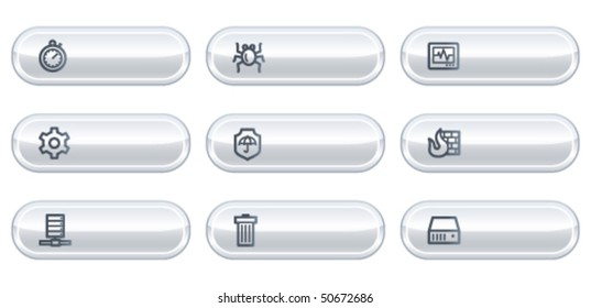Internet security web icons, white  buttons with copyspace