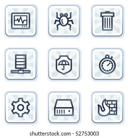 Internet security web icons, white square buttons