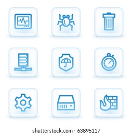 Internet security web icons, white square buttons