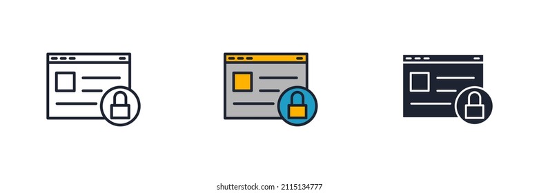 Seguridad de Internet. plantilla de símbolo de icono de protección web para colección de diseño gráfico y web ilustración vectorial