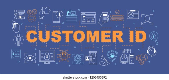 Internet security word concepts banner. Customer, user ID. Presentation, website concept. Authentication. Isolated lettering typography idea with linear icons. Vector outline illustration