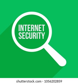 Internet Security Word Magnifying Glass. Vector illustration