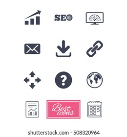 Internet, seo icons. Bandwidth speed sign.