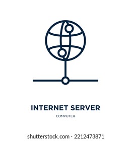 internet server icon from computer collection. Thin linear internet server, data, cloud outline icon isolated on white background. Line vector internet server sign, symbol for web and mobile
