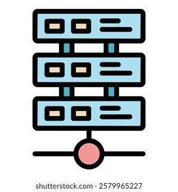 Internet server icon. Outline Internet server vector icon for web design isolated on white background color flat