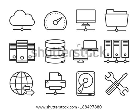 Internet, server, network icons set