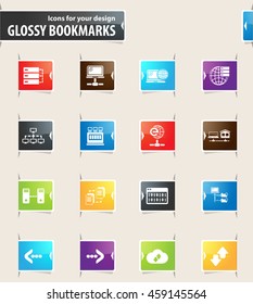 Internet server, network vector bookmark icons for your design