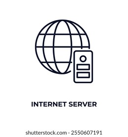 internet server outline icon. Linear vector from computer concept. Thin line internet server icon isolated on white background