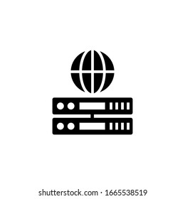 Internet server vector icon in black solid flat design icon isolated on white background