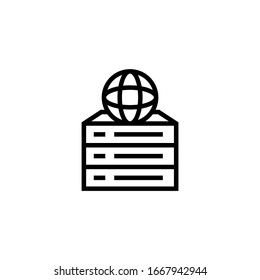 Internet server vector icon in linear, outline icon isolated on white background