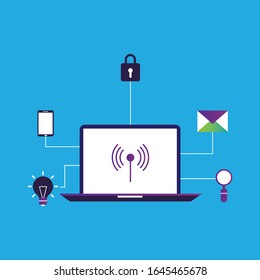 Ilustración de diseño plano del concepto de servicio Internet