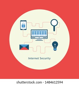 Internet service concept illustration, thin line flat design
