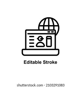icono de servicio de internet diseñado en forma de esquema en trazo editable para el tema del icono de telecomunicaciones