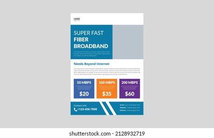 Internet service provider flyer template design. Broadband service flyer poster leaflet template. cover, a4 size, brochure, flyer, print ready