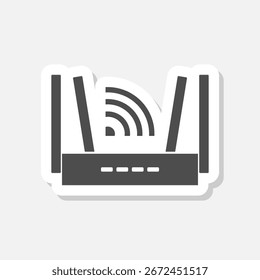 Etiqueta engomada inalámbrica del icono del router del servicio de Internet aislada en fondo gris