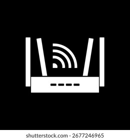 Internet service wireless router icon isolated on black background