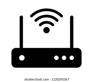 Internet service wireless router / modem with wifi signal flat vector icon for apps and websites