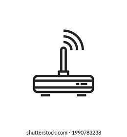 Internet service wireless router, modem with wifi signal flat vector icon for apps and websites. Router Modem Wifi Icon Vector Illustration. Internet router modem device wifi signal icon symbol