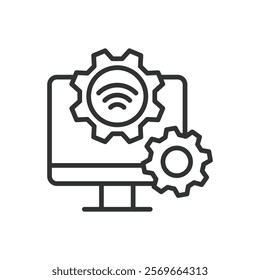 Internet services icon in line design. Internet, services, online, web, digital, connection, network on white background vector. Internet services editable stroke icon