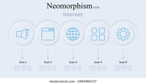 Internet set icon. Mute speaker, browser, globe, app grid, gear. Internet, website, development, web design, coding, programming, technology, interface, user experience, digital, online, settings