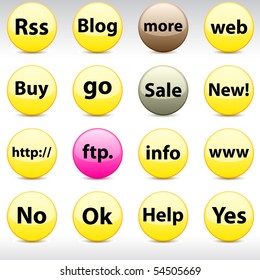 Internet set of round glossy icons.