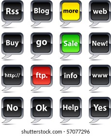 Internet set of square balloon icons.