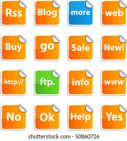 Internet set of square glossy stickers.
