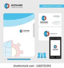 Internet setting Business Logo, File Cover Visiting Card and Mobile App Design. Vector Illustration