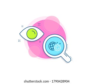 Internet settings sign. Research complex icon. Seo gear line icon. Traffic management symbol. Analytics or analysis banner. Seo gear sign. Vector