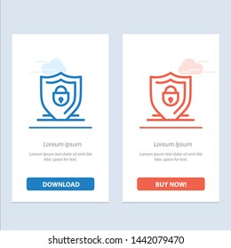 Internet, Shield, Lock, Security  Blue and Red Download and Buy Now web Widget Card Template