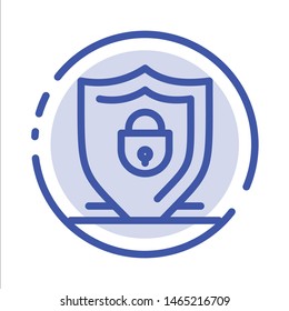 Internet, Shield, Lock, Security Blue Dotted Line Line Icon. Vector Icon Template background