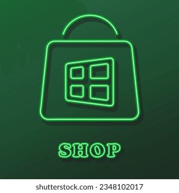 internet shop neon sign, modern glowing banner design, colorful modern design trends on black background. Vector illustration.