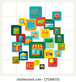 Internet shopping concept background.