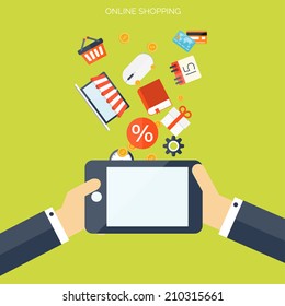 Internet shopping concept. E-commerce. Online store. Web money and payments. Pay per click.