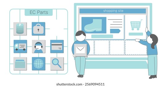 Internet shopping ecommerce site infographic icon set