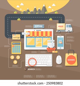 internet shopping. flat illustration, elements for infographics