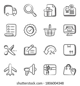 Iconos de compras por Internet en paquete de estilo lineal 