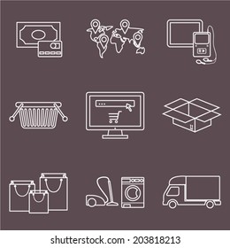 Internet shopping icons set, e-commerce, line vector icons.
