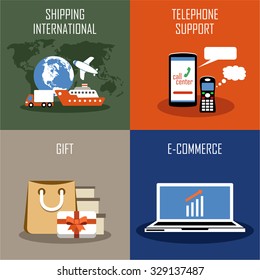 Internet shopping, online store and web market. Vector illustration