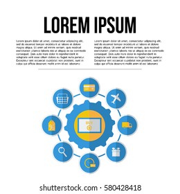 Internet shopping. Order, payment and delivery. Flat style. Vector illustration.