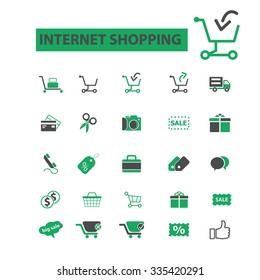 internet shopping, retail, cart, sales, store  icons, signs vector concept set for infographics, mobile, website, application
