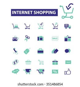 internet shopping, retail, cart, sales, store  icons, signs vector concept set for infographics, mobile, website, application 