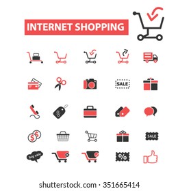 internet shopping, retail, cart, sales, store  icons, signs vector concept set for infographics, mobile, website, application
