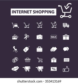 internet shopping, retail, cart, sales, store  icons, signs vector concept set for infographics, mobile, website, application
